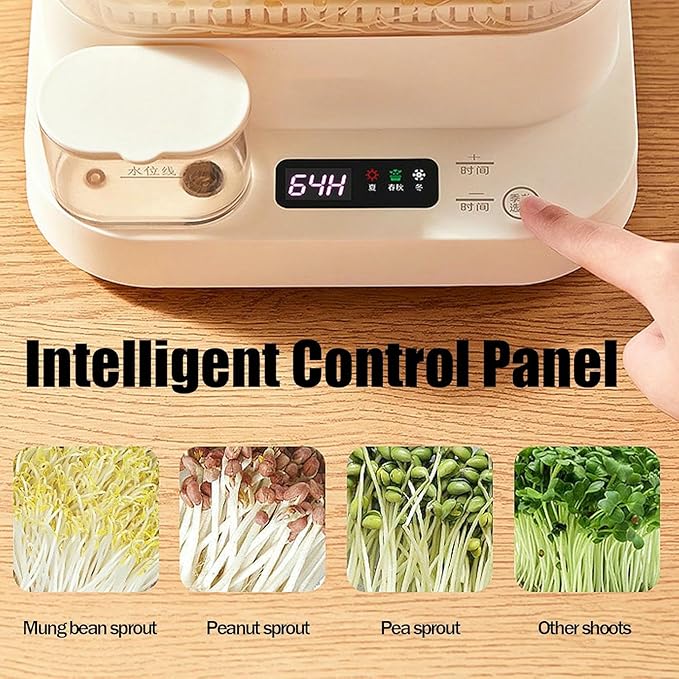 Automatic Bean Sprouts Machine 3 Layer Home Smart Sprouting Tray 360° Automatic Spray 4 Seasons Planting 1.5l Water Tank Led Display for Radish Wheatg