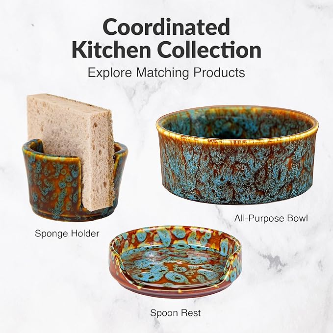 Elevated Lifestyle Fruit Fly Jar Trap - Decorative and Effective Ceramic Fruit Fly Catcher Kid and Pet Friendly Fly Trap Indoor Ideal for Kitchens Restaurants and Homes - (Marbled Turquoise)
