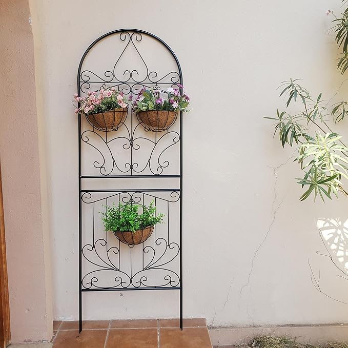 Trellis for Climbing Plants 70.8 H x 24.5 W Metal Iron Outdoor Wall Panel for Vines Flowers Elegant Garden Accent Decorative Structure 1 Pack