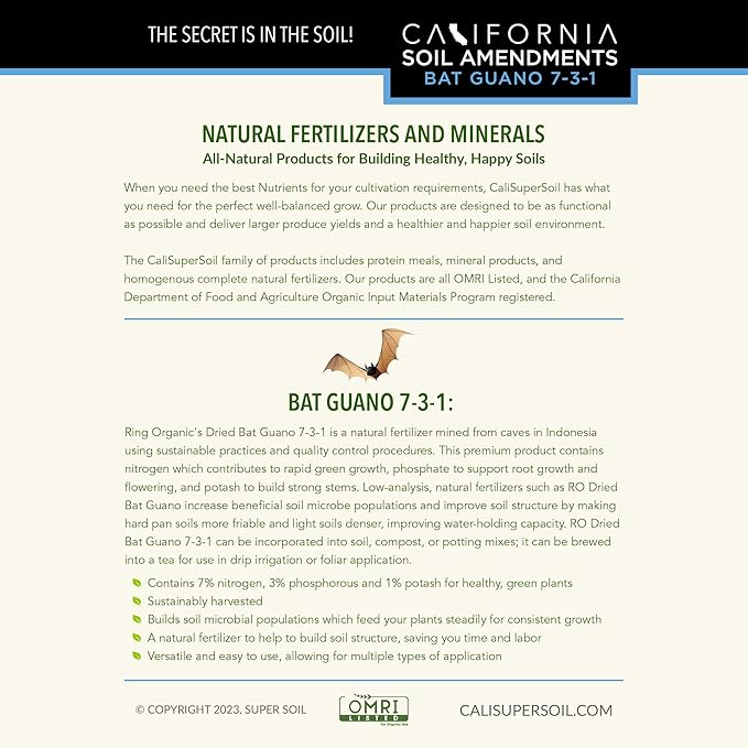 The Bud Grower | California Hot Soil Premium Bat Guano | 4 lbs of Fine Powder 100% Organic Bat Guano | All-in-One Grow Tent Kit's &amp Supplies