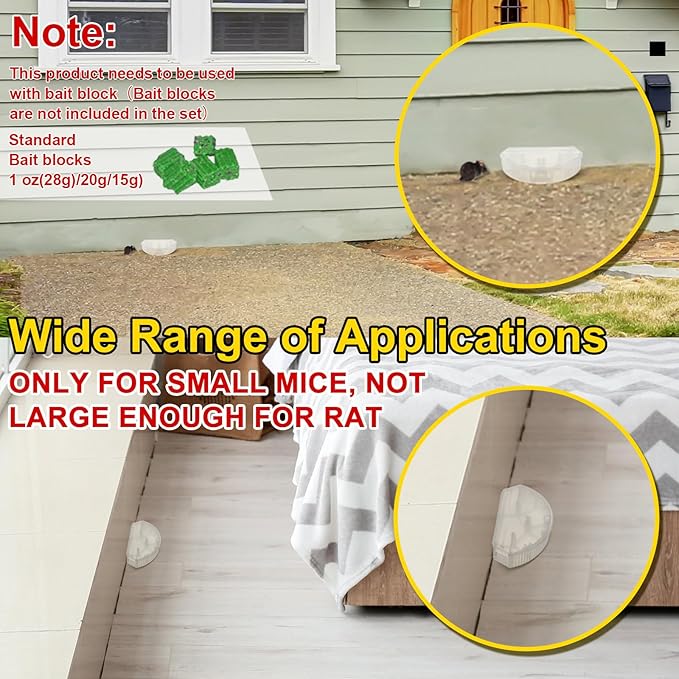 Qualirey 12 Pcs Mouse Station with Keys Mice Bait Stations Waterproof Indoor Outdoor Traps Boxes Bait Not Included Suitable for Small (Translucence)