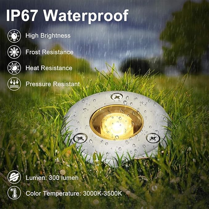 Ground Landscape Lights - LED Outdoor Spotlight Floodlight IP67 Waterproof Recessed Lamp Lighting for Garden Yard Construction(Warm White6W(AC85-265v))