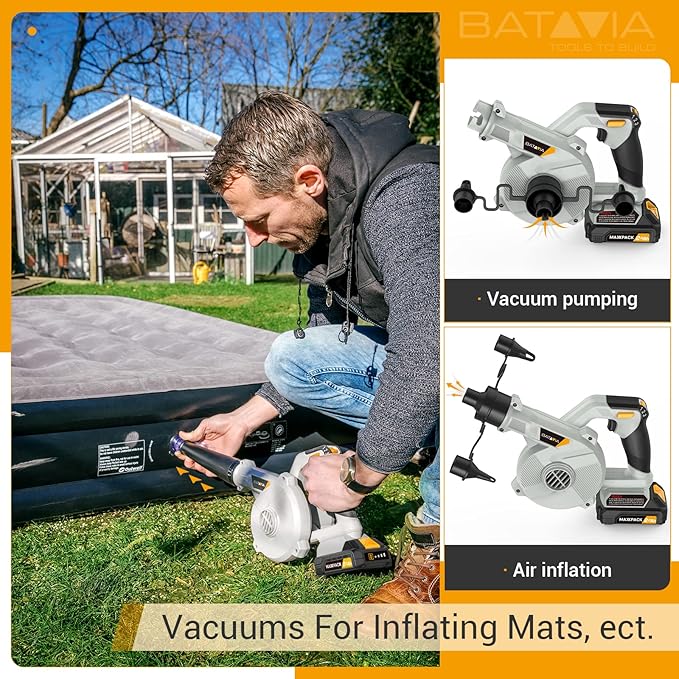 Leaf Blower Cordless with Battery and Charger - 20V Electric Cordless Blower with 3 Speed|100CFM|170MPH 2.0Ah Lightweight Battery Powered Small Leaf Blower for Lawn Care Patio Dust Blowing Leaves