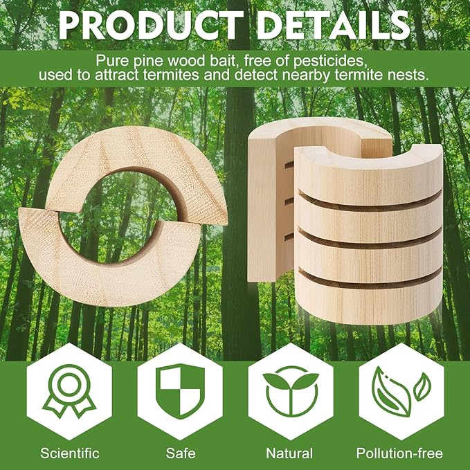 10 Pcs Termite Bait Station Monitoring Wood Replacement Insert Termite Stakes Bait Stations Wood Bases for Garden Farms Monitoring System Detects Activity No Termiticide Included
