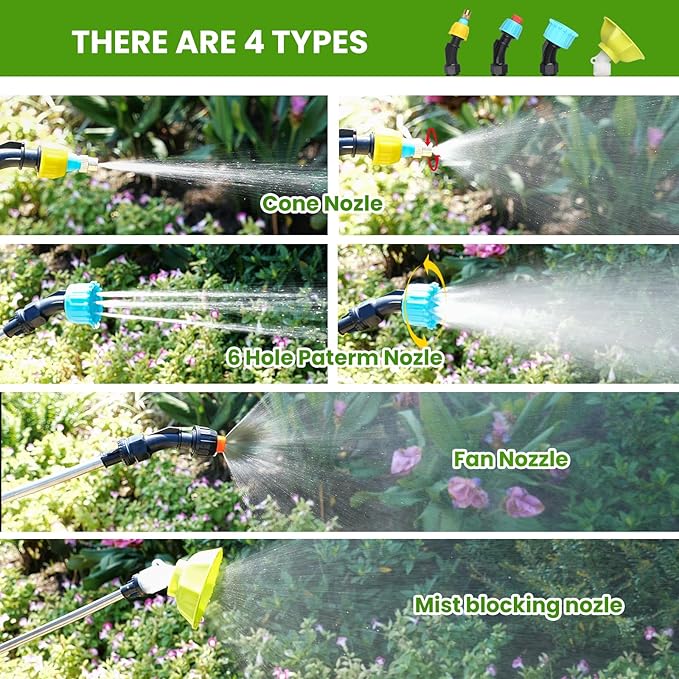 Battery Powered Sprayer 2 Gallon Electric Sprayer with Retractable Wand &amp 4 Mist Nozzles &amp USB Rechargeable Handle Water Spray Pump Sprayers for Planting Lawn Yard Garden