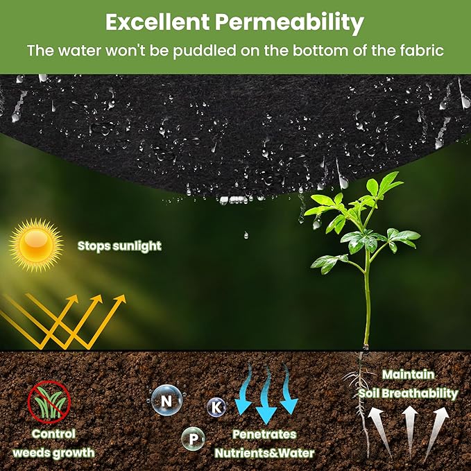 Premium 6oz Landscape Fabric3ft x 200ft Pro Garden Weed Barrier-Durable &amp Heavy Duty Weed Block Gardening Mat Easy Setup &amp Superior Weed Control Eco-Friendly &amp Convenient Design- Non Wo
