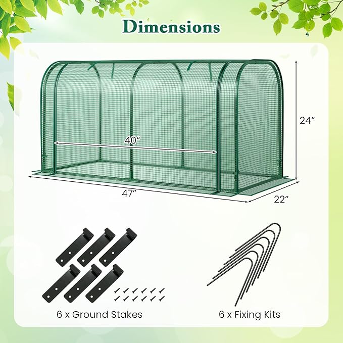 Raised Garden Bed with Greenhouse Waterproof Sun-Protective Green House with Roll-Up Door &amp Electroplated Metal Frame Pine Wood Elevated Planter Box with Drainage Holes (Green+Gray)