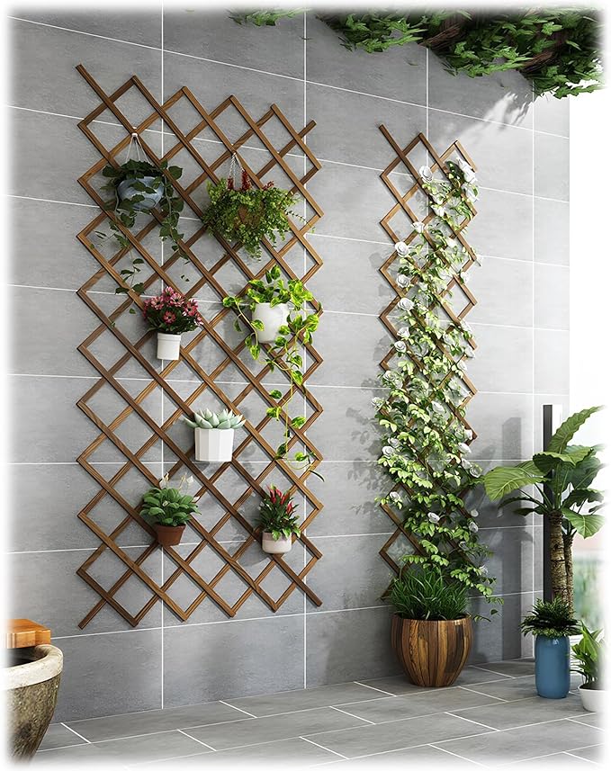 LTSRLL Expanding Wooden Trellis 44cm X 23cm ~ 300cm X 120cm Riveted Garden Trellis Fence Panels Vegetable Fruit Vines Support Structure for Terrace Yard Wall Decoration(H98)