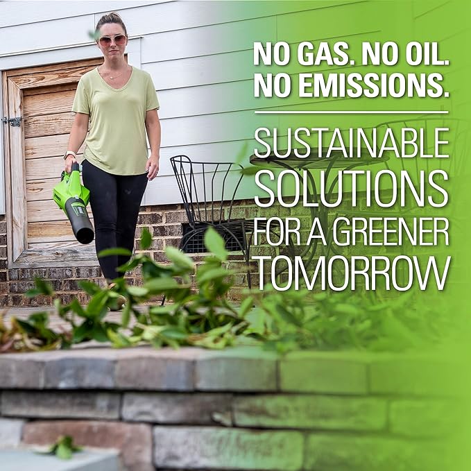 Greenworks 40V (120 MPH / 450 CFM / 75+ Compatible Tools) Cordless Axial Leaf Blower 4.0Ah Battery and Charger Included