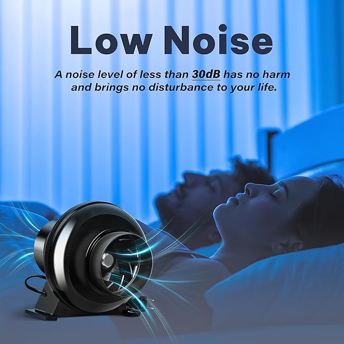 iPower 4 Inch 195 CFM Inline Duct Grow Tent Air Vent Exhaust Booster Blower for Hydroponic Ventilation Circulation Attic HVAC Basements or Kitchens Low Noise 4'' Fan Quiet New Black