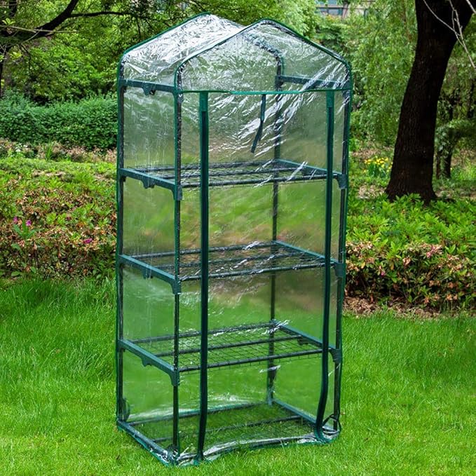 belupai 5 Tier Mini Greenhouse Cover Replacement 73 x 27 x 19 in Clear Plant Gardening Greenhouse Cover with Roll Up Zippers Outdoor Portable Transparent Hot House Cover for Gardening Plants Flowers