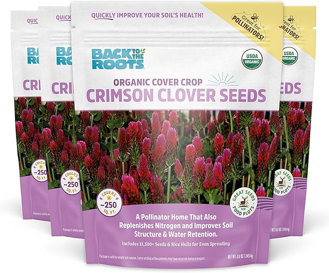 Back to The Roots 100% Organic Crimson Clover Cover Crop Seeds Covers ~1000 sq. ft.