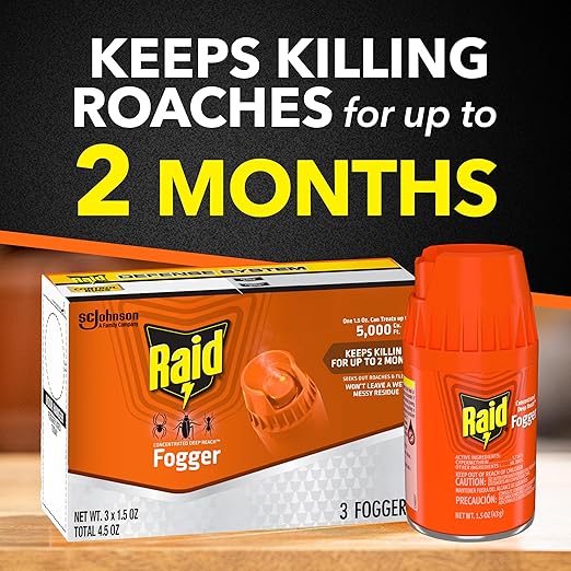 Raid Concentrated Deep Reach Fogger Kills Ants Roaches and Spiders 1.5 Ounce Cans 3 Count (Pack of 4)