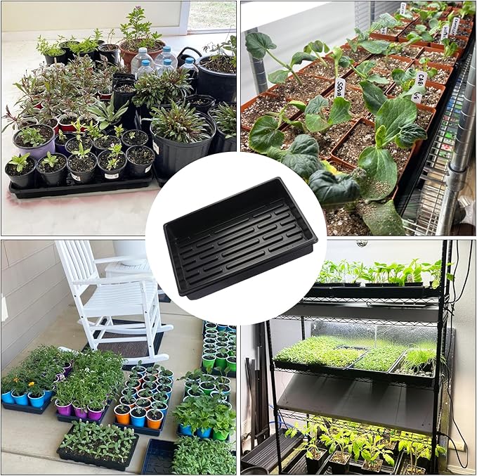 14 Pack Seed Starter Trays 15.3 x 11.4 inches Microgreens Growing Trays with Bottom for Germination Hydroponic &amp Sprouting Plant Trays for Garden Wheatgrass