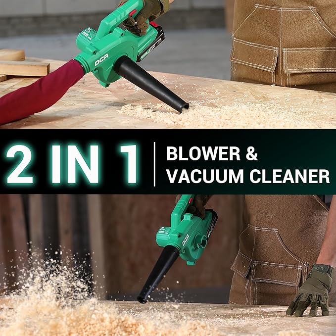 DCA 20V Brushless Blower Cordless Mini Hand Electric VacuumLightweight Sweeper Vacuum with 2 BatteryPortable for Lawn Care/Dust/Pet Hair/Dust/Small Trash (Renewed)