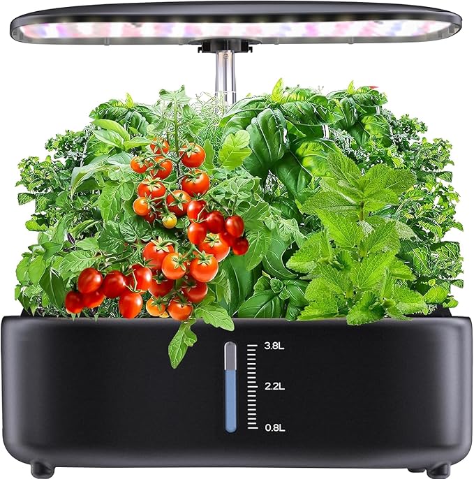 Hydroponics Growing System Kit - 12 Pods Indoor Herb Garden with LED Grow Light Adjustable Height up to 17 Auto Timer - Perfect Home Birthday &amp Mother’s Day Gift for Women