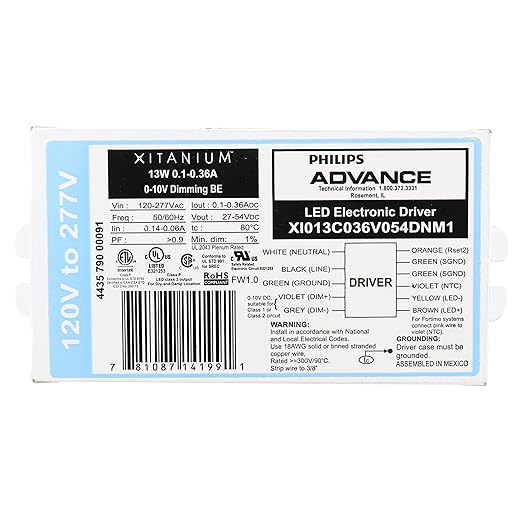 Advance XI013C036V054DMNM1 Xitanium 0-10V Dimming LED Driver 13W 27-54Vdc 120-277V
