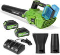 Brushless Leaf Blower Cordless 40V 620CFM Leaf Blower with 2 × 4.0Ah Battery and Charger 5 Speed Modes Powerful blowers for Lawn Care Patio Blowing Leaves Dust Snow Green