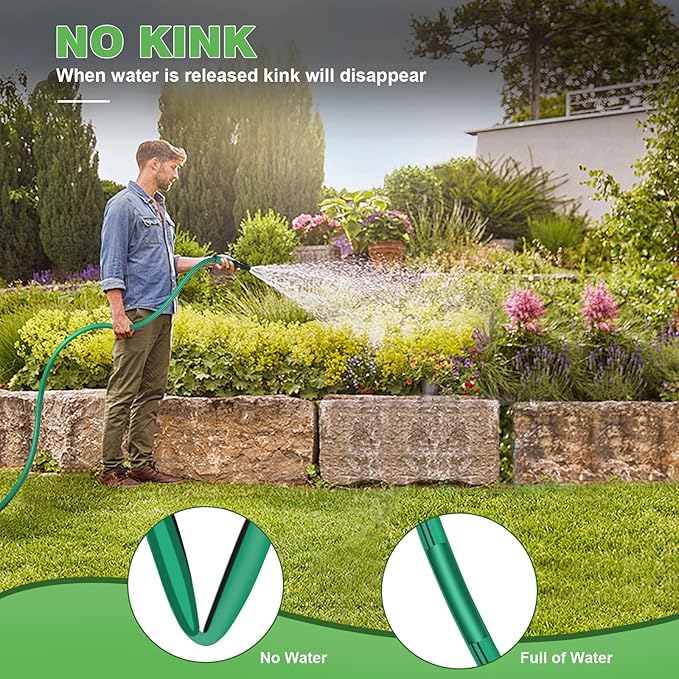 AIODE Garden Hose 5/8 x 15FT 25FT 35FT 50FT 100FT 150FT Heavy Duty Water Hose Super Flexible All-weather Lawn &amp Garden Watering Equipment (15FT)
