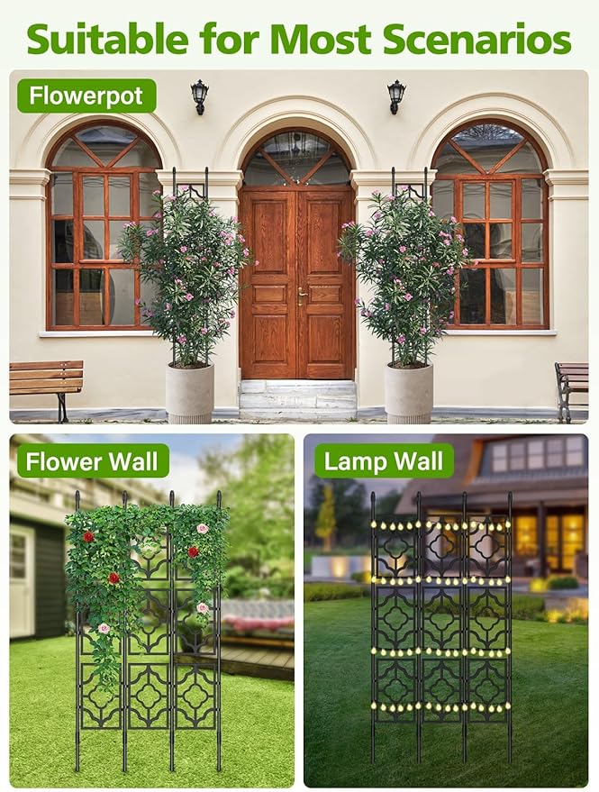 5FT Garden Trellis for Climbing Plants 3 Set Plastic Screen Garden Trellis Cucumber Grow Trellises Plant Grow Support for Potted Plant Outdoor Indoor Fruits Vegetable
