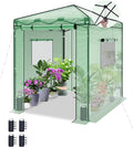 8x6 Instant Pop up Greenhouses Indoor Outdoor Portable Greenhouse Walk-in Small Green House for All Season with Roll-Up Zipper Doors and Side Windows 4 Sandbags Pe Cover Green/Clear