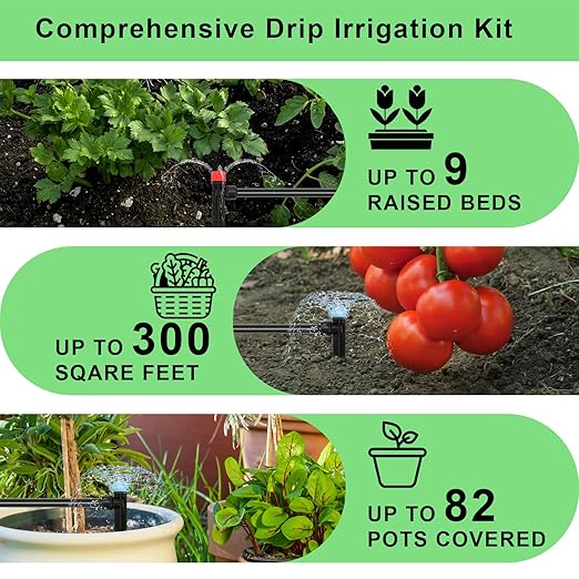 Drip Irrigation System Kit – 2026 New Quick-Connect Garden Watering System with 46FT 1/2'' Tubing Automatic Watering &amp Misting System for GreenhousesYardsLawnsGardens Raised Beds