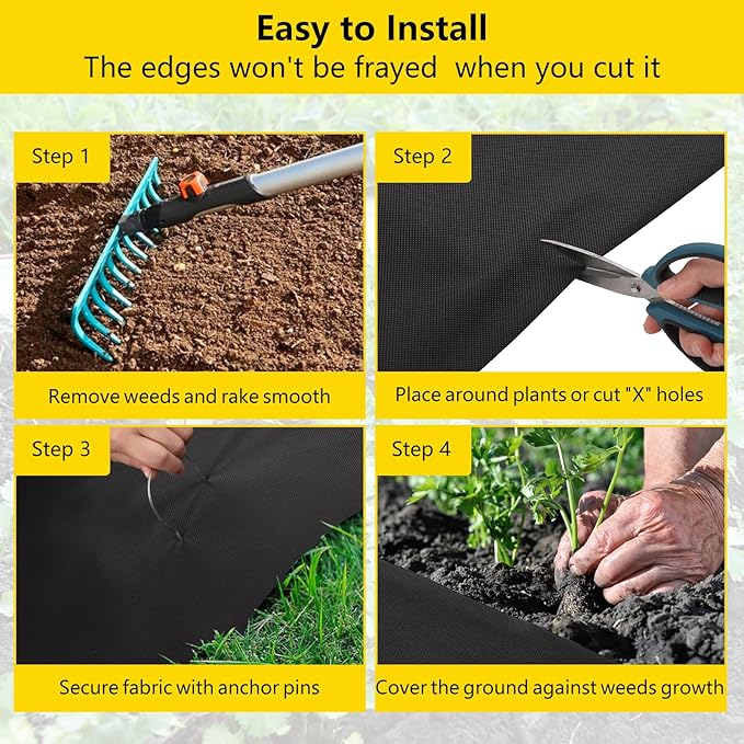 6.5ft x 300ft &amp 3oz Premium Garden Weed Barrier Landscape Fabric Durable &amp Heavy-Duty Weed Block Gardening Mat Easy Setup &amp Superior Weed Control Eco-Friendly &amp Convenient Design