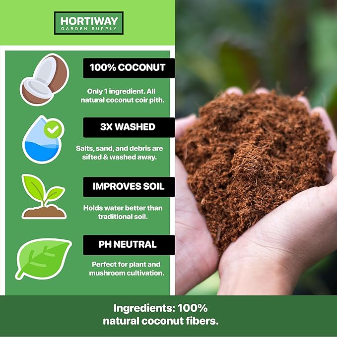 11lbs Premium Coco Coir Brick -100% Organic Coconut Coir for for Plants Low EC &amp pH Balance Natural Compressed Growing Medium Coconut Core for Gardening Planting &amp Potting Soil Substrate
