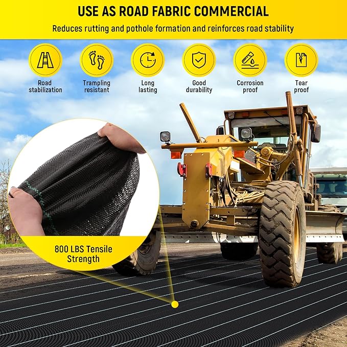Doniks 6.5x330ft Driveway Fabric3.5OZ Commercial Heavy Duty Weed Barrier Fabric Garden Landscape FabricFrench Drain Fabric for Erosion ControlLandscape FabricWeed BarrierConstruction Projects
