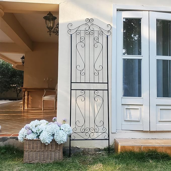 1 Pack Trellis for Climbing Plants 82.7 H x 26.7 W Tall Garden Trellis Wrought Iron Heavy Scroll Metal Decoration Lawn Patio for Rose Clematis Ivy Weather Resistant