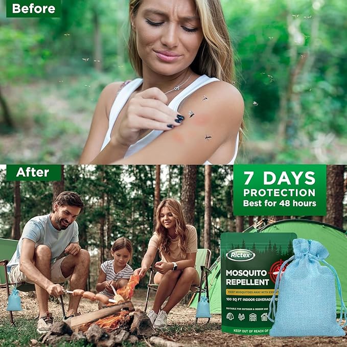 Mosquito Repellent Outdoor Patio Pouches: Natural Insect Deterrent with Citronella &amp Peppermint Oils - Safe for Kids &amp Pets - Ideal for Yard Camping Home &amp Indoor Use (1.55 Ounce (Pack o