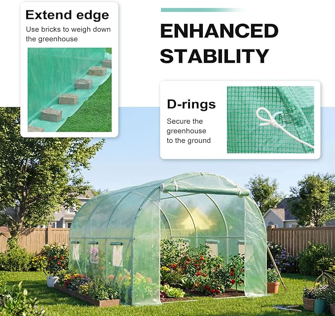 BPS Greenhouse Replacement Cover 10' x 7' x 7' Large Walk in Tunnel Outdoor Plant Gardening Greenhouse Spare Parts Cover (Only Cover)