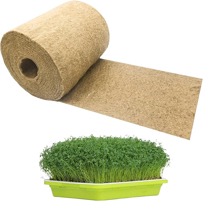 1 Roll 10 X 236Microgreen Grow Mat Hydroponic Grow Pads Natural Fiber Grow Mats Microgreens Growing Kit Indoor Organic Production for Wheatgrass Sprouts Starter Tray