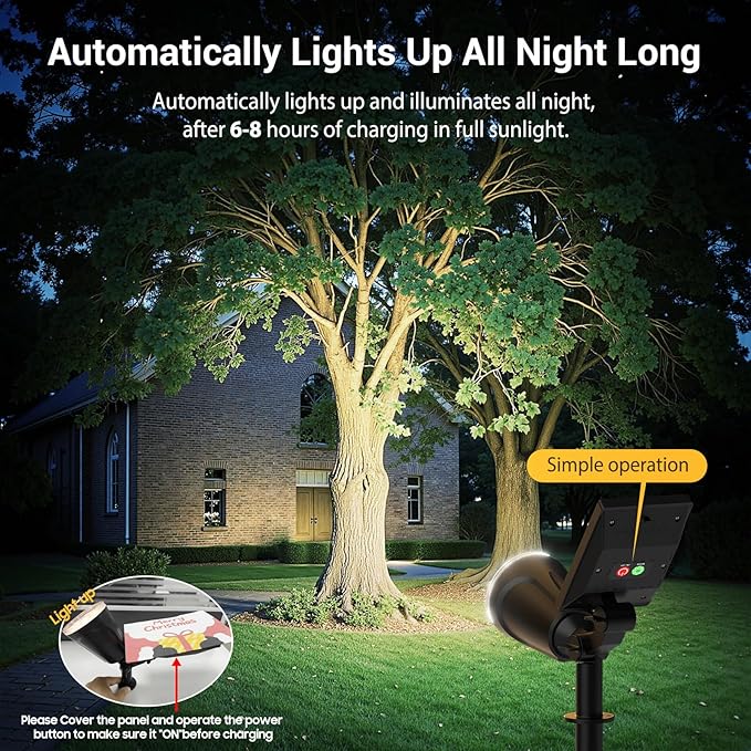 6 Pack Bright Solar Spot Lights Outdoor Cool White 1000LM Adjustable Solar Lights Outdoor Waterproof 2-in-1 Solar Powered Spotlights Landscape Lighting for Garden Yard Pathway Tree Flag