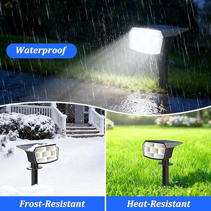 Sucolite 8-Pack Solar Spot Lights Outdoor Waterproof IP65 3 Lighting Modes 2-in-1 Solar Landscape Spotlights for Yard 59 LED Solar Powered Wall Lights for Garden Pathway Driveway Walkway Cool White