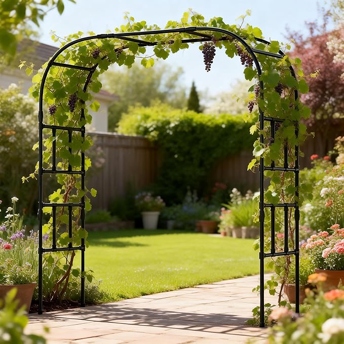 Garden Arch Trellis 87in H x 16in L Large Garden Arch Arbor Trellis for Climbing Plants Outdoor Plant Support for Cucumber Grape VineTall Metal Gardens Archway for Lawn Party Ceremony