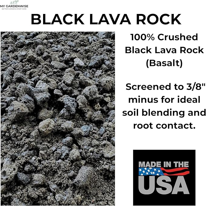 Lava Rocks for Plants (3/8’’ Minus) Natural Black Lava Rocks Succulent &amp Terrarium Horticultural Volcanic Rock Ideal Drainage for Potted Plants Made in USA (5 qts - 9 lbs)