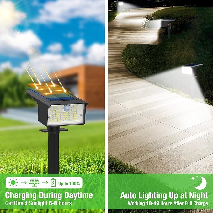 nipify Solar Spot Lights Outdoor Motion Sensor [9 Pack/62 LED]3 Modes Solar Landscape Spotlights Outdoor Waterproof 2-in-1 Solar Lights Outdoor Wall Lights for Yard Garden Patio Pathway Cool White