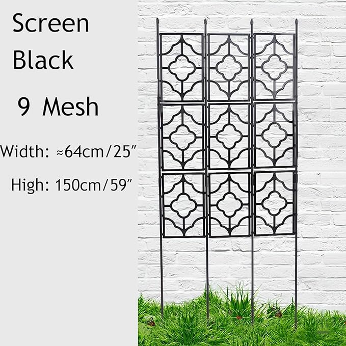 PE Plastic Coated Garden Trellis Climbing Plant Fence Plant Support Frame Vertical Decorative Privacy Screen Rose Decorative Trellis Screen Plant Trellis (Color : Black Size : 150x64cm)