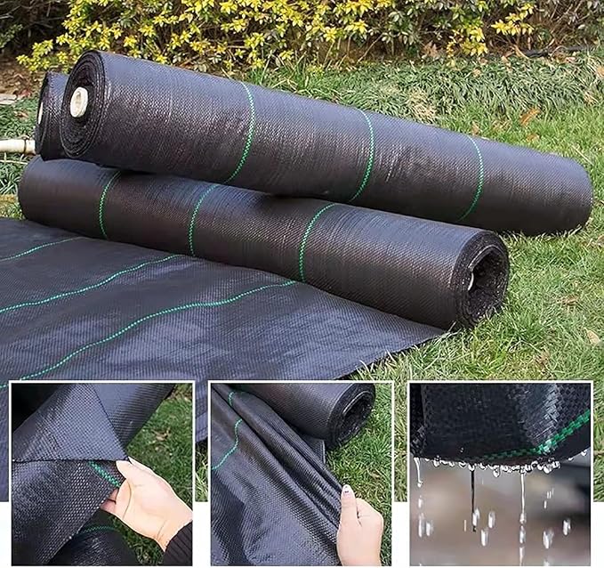Weed Control Film Garden Weed Barrier Fabric Geotextile Landscape Fabric Outdoor Weed Control Gardening Mat(1 * 100m)