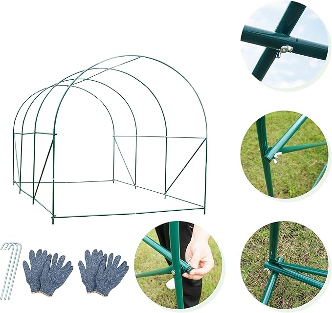 Walk-in Greenhouse with Watering System 10x7x7 FT Heavy Duty Tunnel Green House for Outdoors Gardening Plants Protable Plastic Cover Hot House with Metal Frame