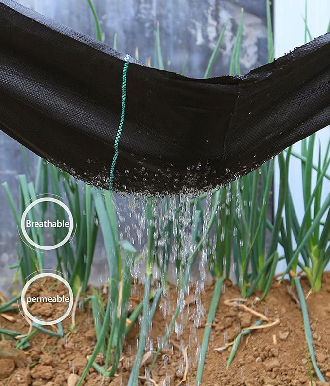 3.175oz 4x50 Feet Weed Barrier Landscape FabricHeavy Duty Weed Barrier Woven Weed Control Fabric Gardening Mat with 20Pcs Garden Sod Staples and Pads for Outdoor Garden Lawn Supplies