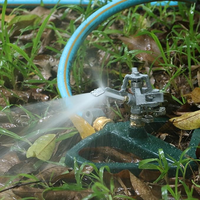 STYDDI Heavy Duty Impact Pulsating Sprinkler for Yard All Metal Adjustable Rotating Circular Impulse Lawn Sprinkler for Medium to Large Areas Lawn and Garden Coverage up to 5800 Sq. Ft