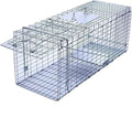 Faicuk Large Collapsible Humane Live Animal Cage Trap for Raccoon Opossum Stray Cat Rabbit Groundhog and Armadillo 32 x 11 x 13 Inch