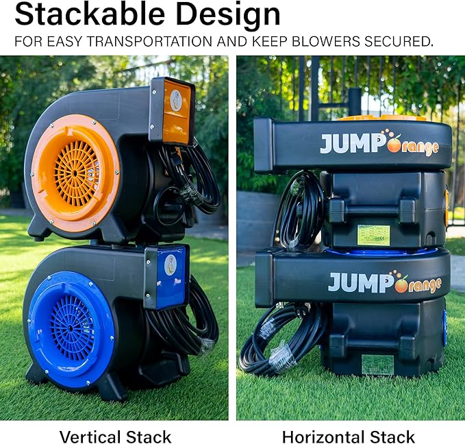 JumpOrange Bounce House Air Blower 2HP for Inflatables Bouncy Castle and Slides Commercial Cyclone Fan for Indoor and Outdoor Use