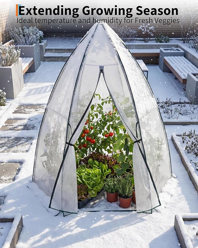 Greenhouse for Outsides 54”x 54”x 71” Heavy Duty Green House Tent with Durable PE Cover Garden Plant Protector with Zippered Door Mesh Window for Vegetables Flowers Fruits Herbs White