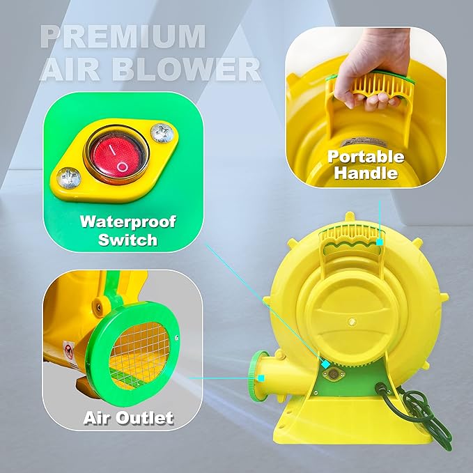 CoMiracle Air Blowers 750 Watt 1.0 HP Inflatable Bounce House Air Blower Outdoor Inflatable Castle and Jump Slides Blower