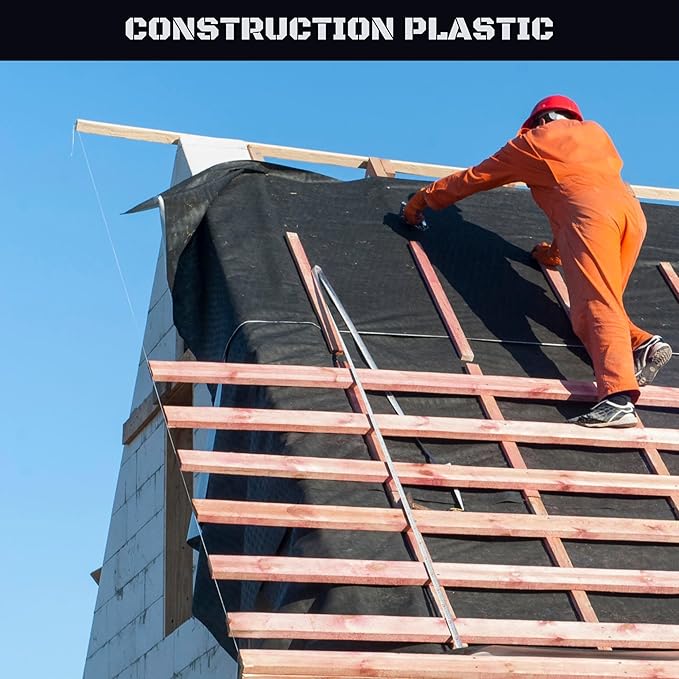 Plastic Sheeting 4 MIL Black (10x100) Roll for Tarp Garden Painters Drop Cloth Plastic Mulch Weed Barrier Underlayment Concrete Curing Moisture Vapor Construction Film Lumber Ground Cover