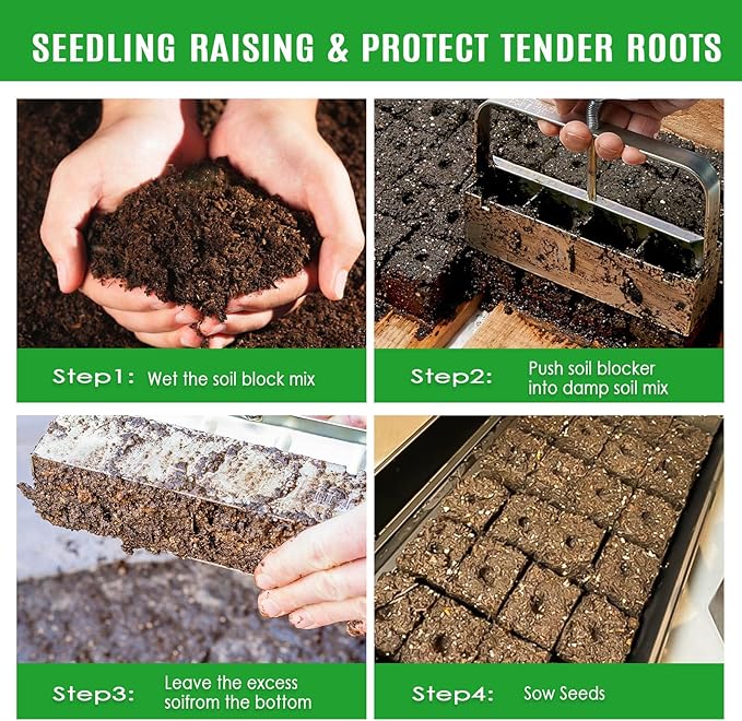 8 Cell Soil Blocker for Seeds Starting 2 inch Manual Soil Block Maker Seeds Blocker Durable Seeds Block Maker Soil Blocking Tool Soil Blocker Kit
