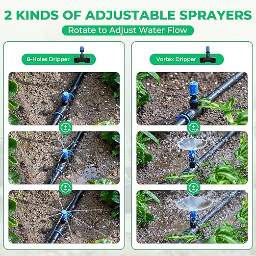HIRALIY Raised Bed Drip Irrigation Kit Small DIY Garden Grid Watering System Garden Irrigation System for Raised Beds up to 2 x 8FT